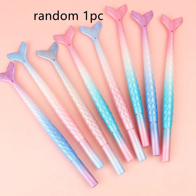 Mermaid cartoon design ballpoint pen with 0.38mm metal tip and plastic shell.