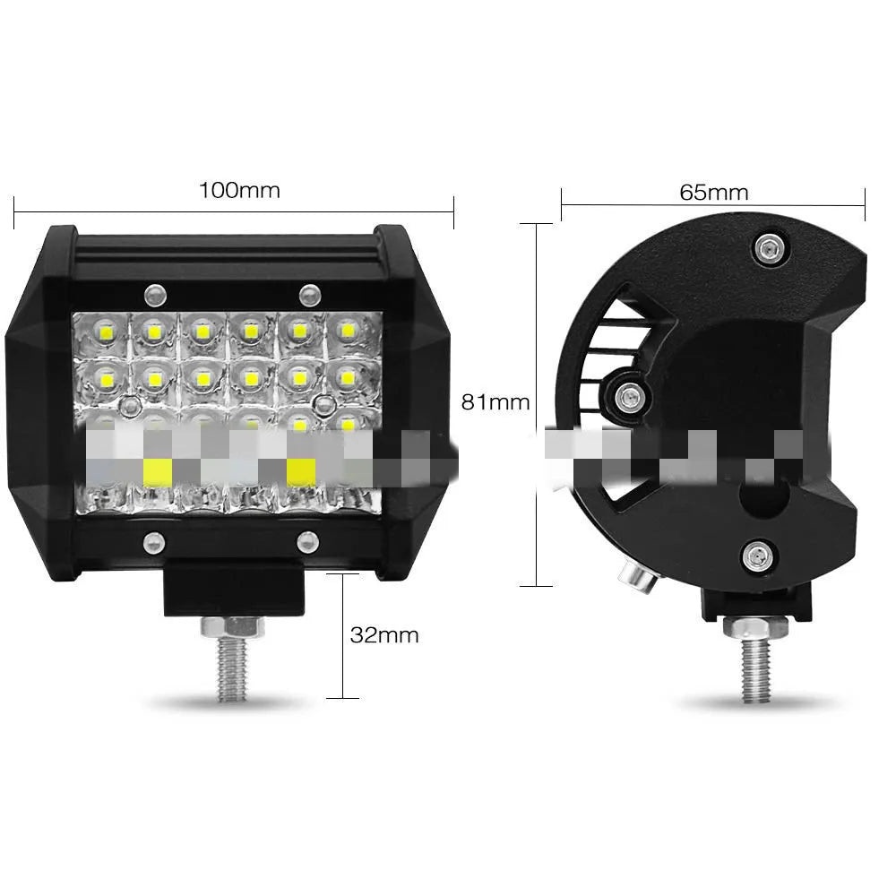 Black 4 row LED strip light bar with aviation aluminium alloy case and stainless steel bracket for vehicle mounting