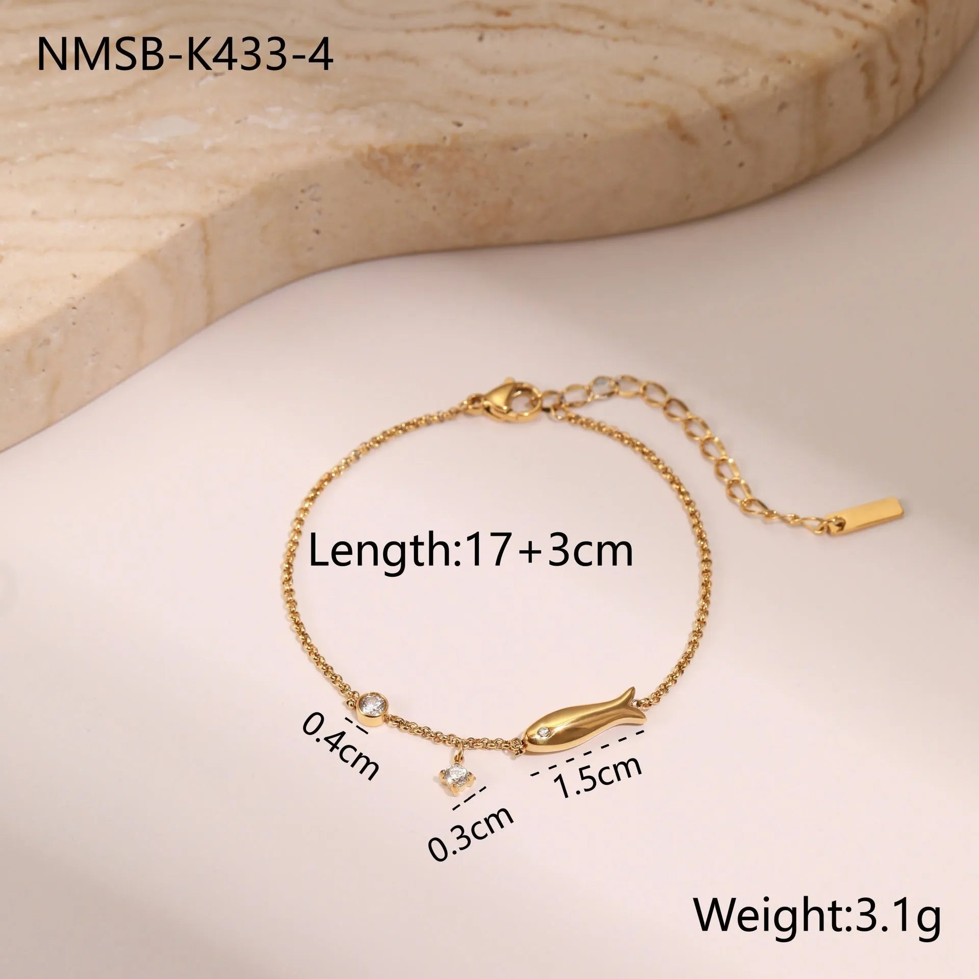 Women's stainless steel bracelet with 18K gold plating and geometric hexagonal star pendant jewellery