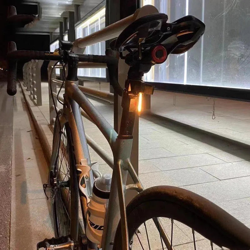 USB charging waterproof cycling taillight available in blue, pink, red, white and yellow colour options