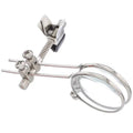 Auxiliary reading glasses magnifier with metal double clip and glass lens.