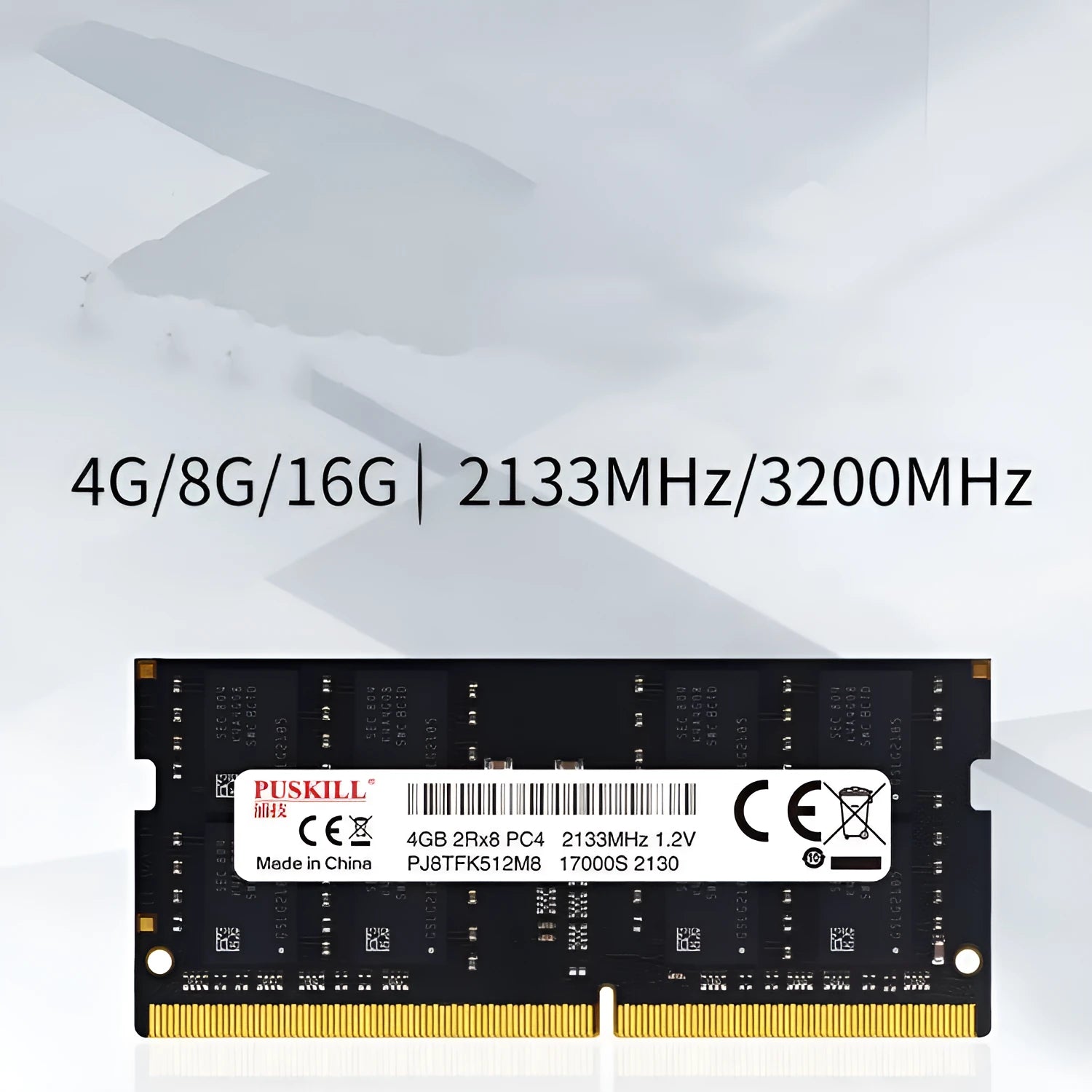 Notebook DDR4 memory bar module showing 260-pin connector and memory chips on green PCB