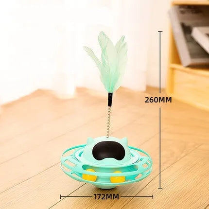 Pink cat rotating tumbler toy with self-play mechanical spinning action