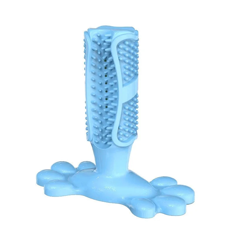 TPR silicone corn dog shaped dog molar toy in cactus lake blue colour on white background