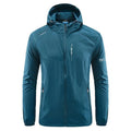 Men's thin summer hooded jacket in nylon fabric showing loose fit and available colour options