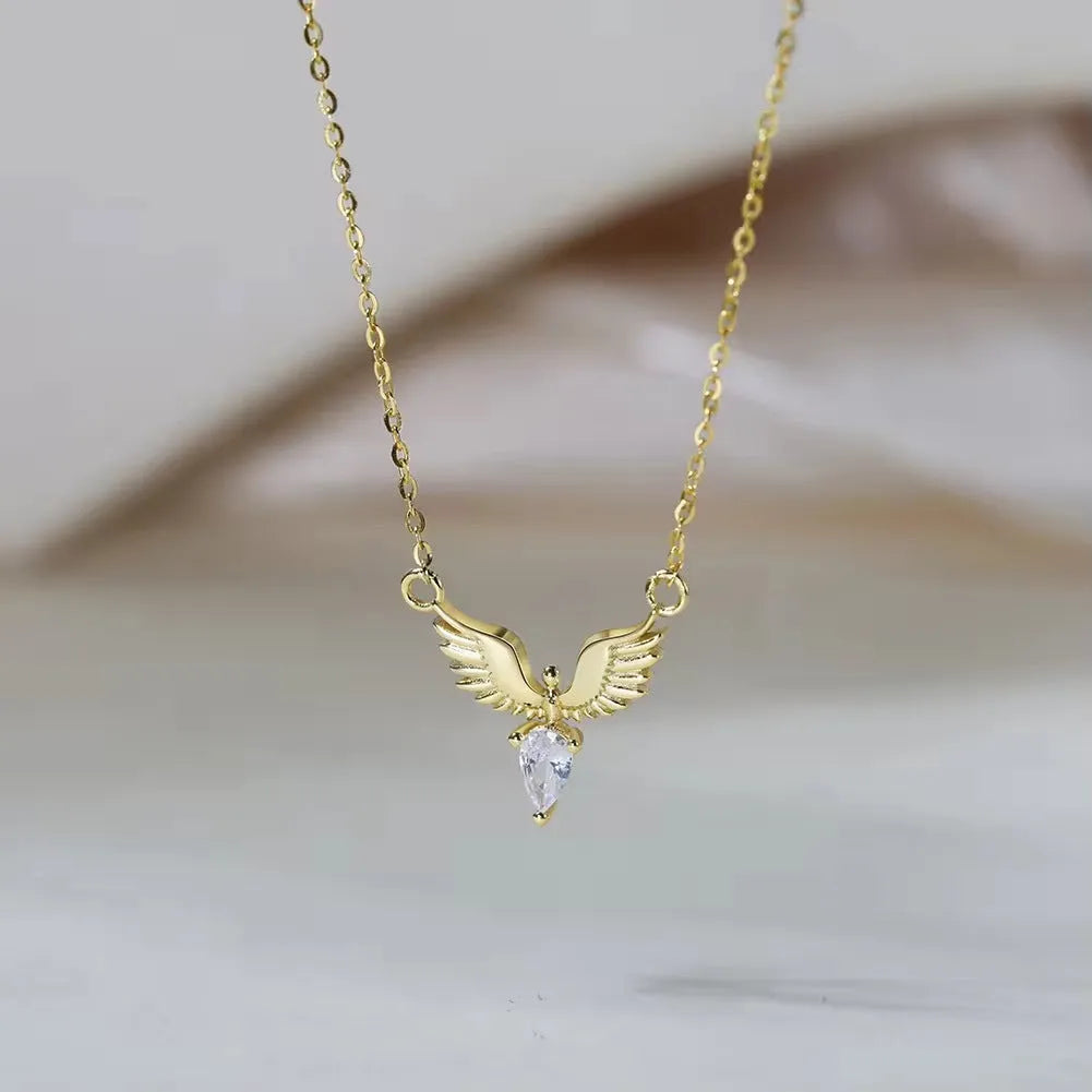 925 sterling silver eagle pendant necklace with adjustable O-ring chain in electroplated white or yellow gold colour