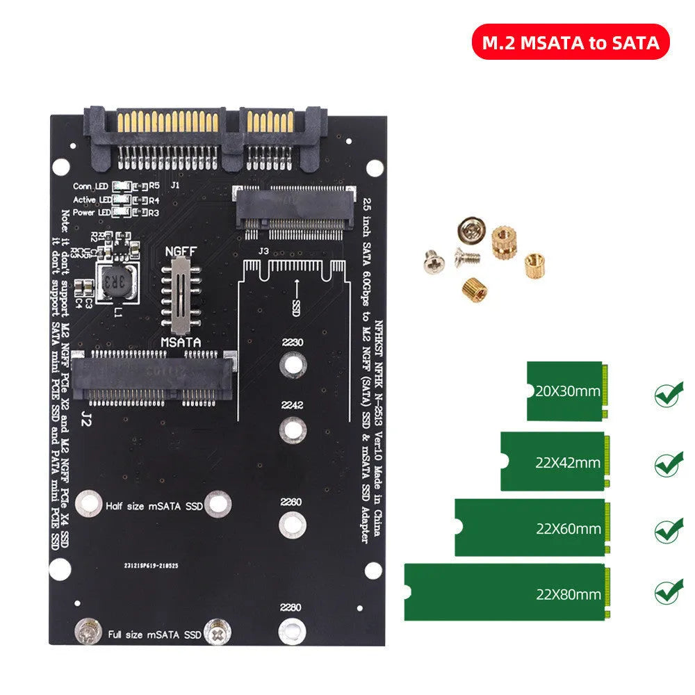 SATA3 to M.2 NGFF SSD conversion adapter card in black and blue colour options