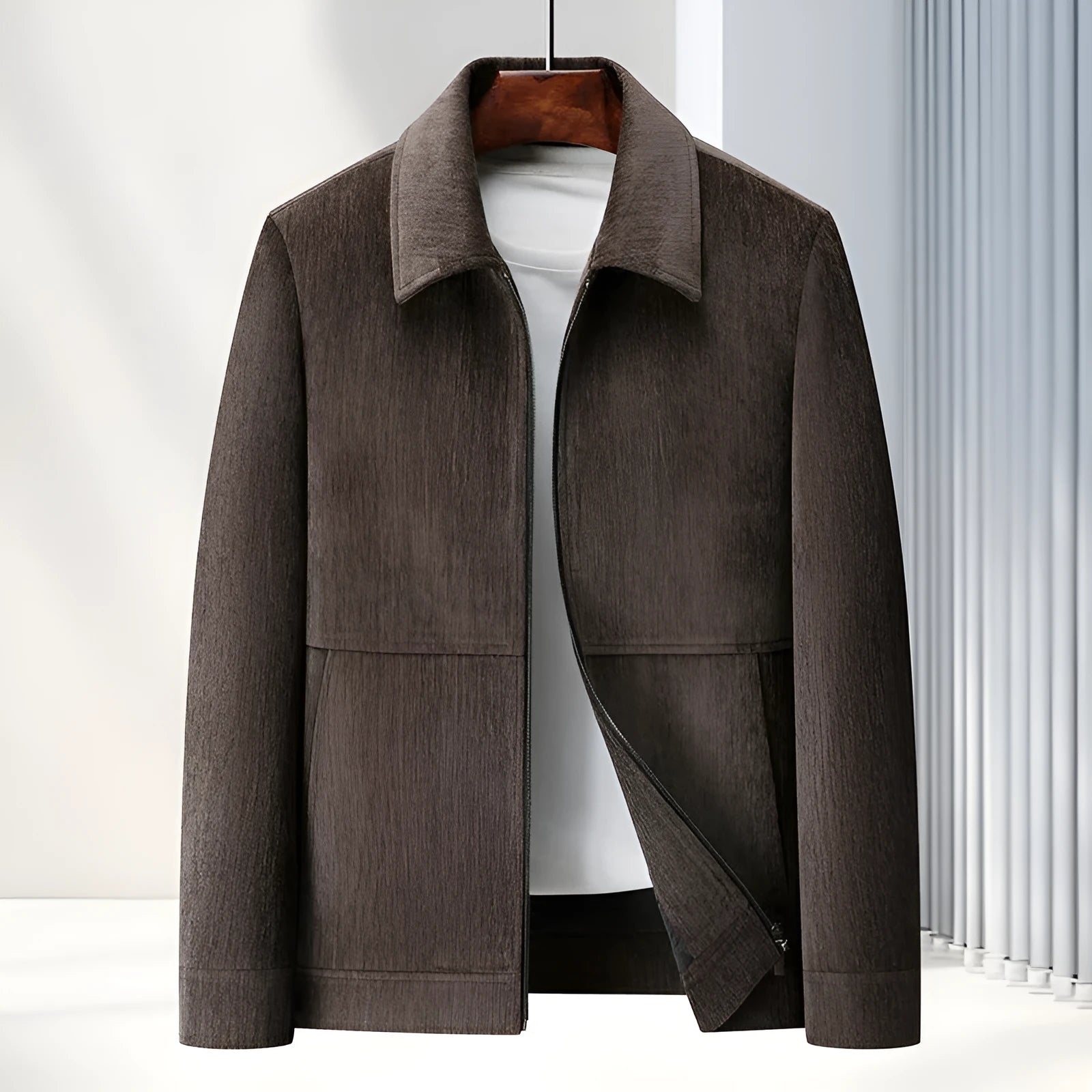 Men's slim-fit lapel casual coat jacket in polyvinyl alcohol fabric, available in four colours with Asian sizing options