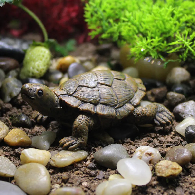 Resin simulation turtle garden ornament for micro landscape displays
