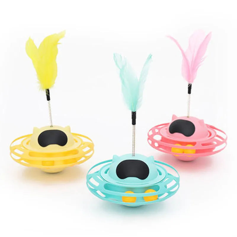 Pink cat rotating tumbler toy with self-play mechanical spinning action