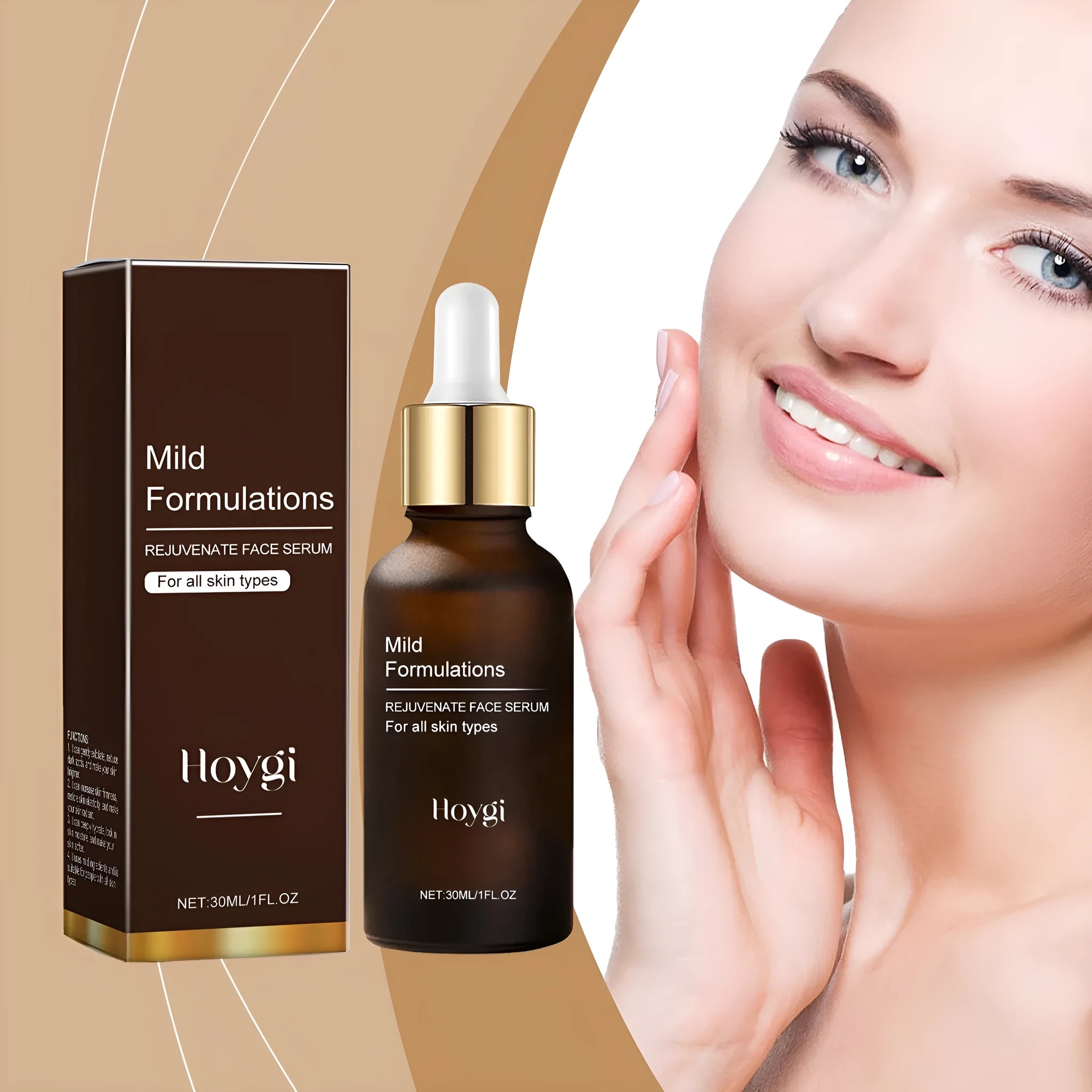 30ml facial essence bottle with hyaluronic acid, arbutin and vitamin C ingredients