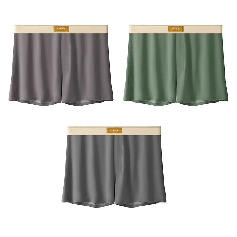 Men's solid colour loose Ice Silk underwear briefs on a neutral background