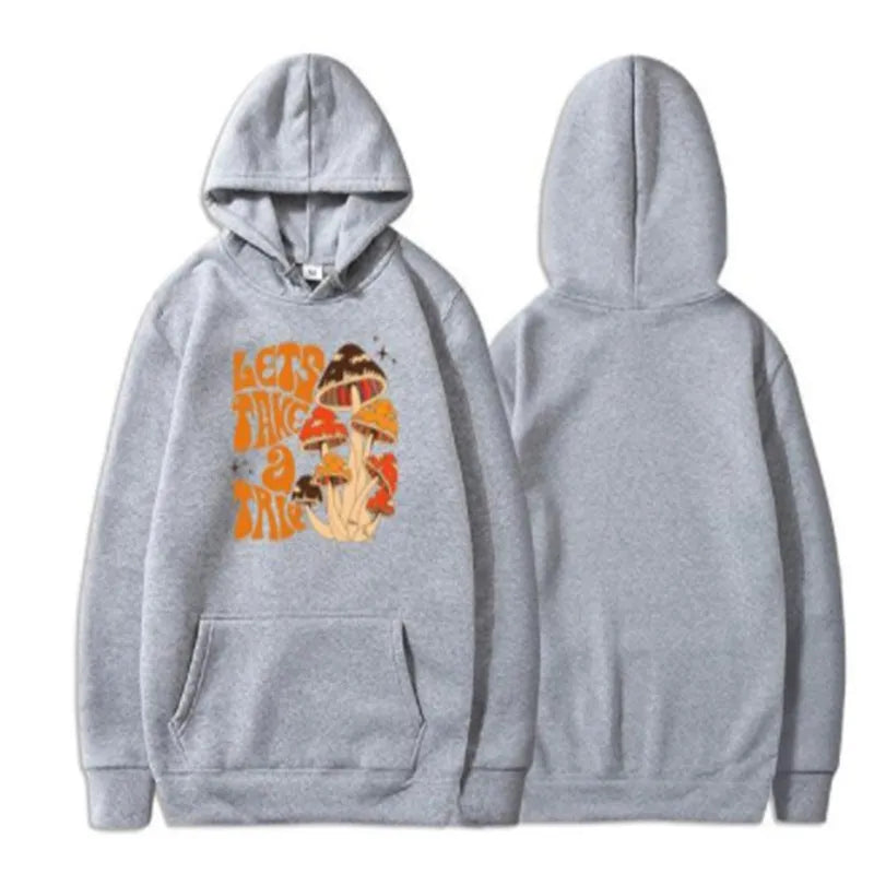 Men's hoodie pullover loose fit short sleeve autumn polyester fibre front view