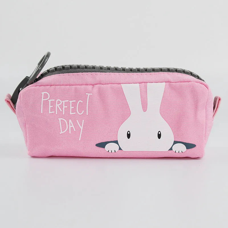 Creative Simple Cute Corner Animal Pencil Case in leather, 16 colour options including Black Cat, Blue, and Fruit Watermelon