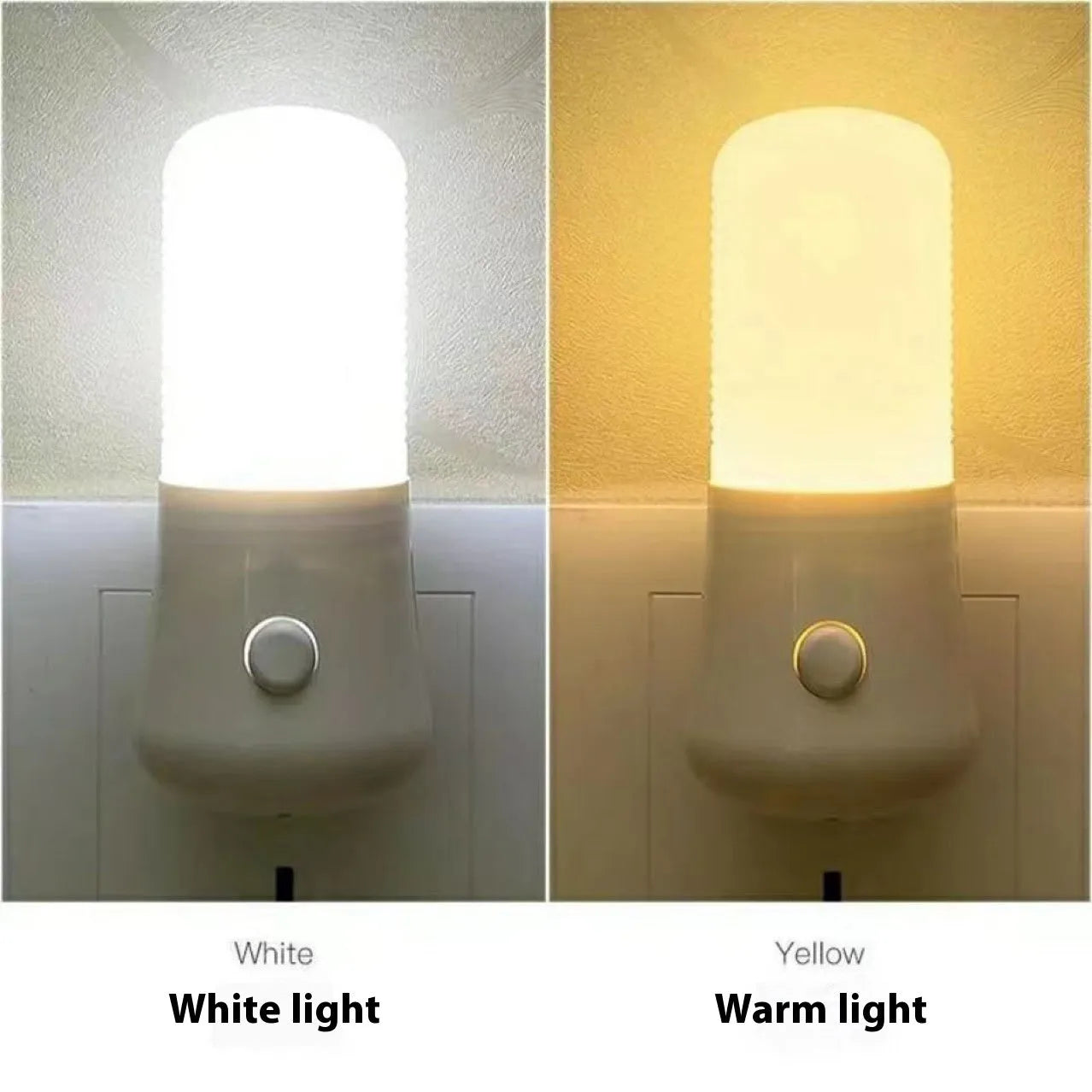 Minimalist white cube bedside night light with US plug and dual-colour switch
