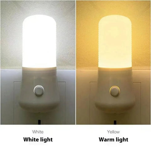 Minimalist white cube bedside night light with US plug and dual-colour switch