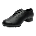 Adult tap dance shoes with leather upper in black, men's style, on a clean background