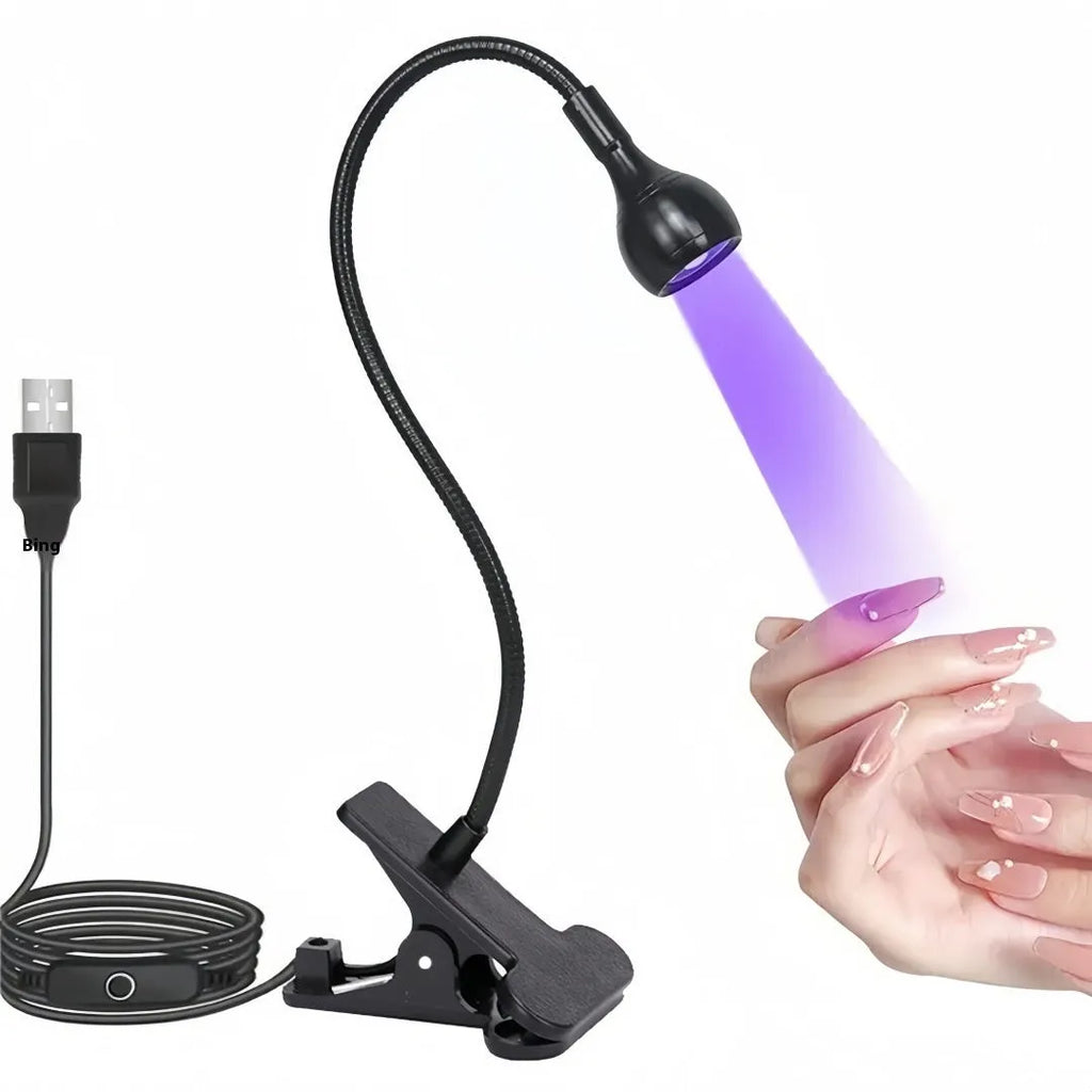 USB clip goose neck nail lamp with 395nm purple light for curing UV nail polish