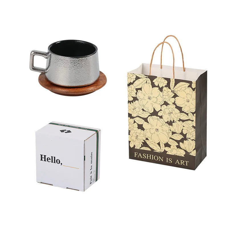 Office gift tumbler coffee cup suit with gold plated packaging and 250ml capacity cup