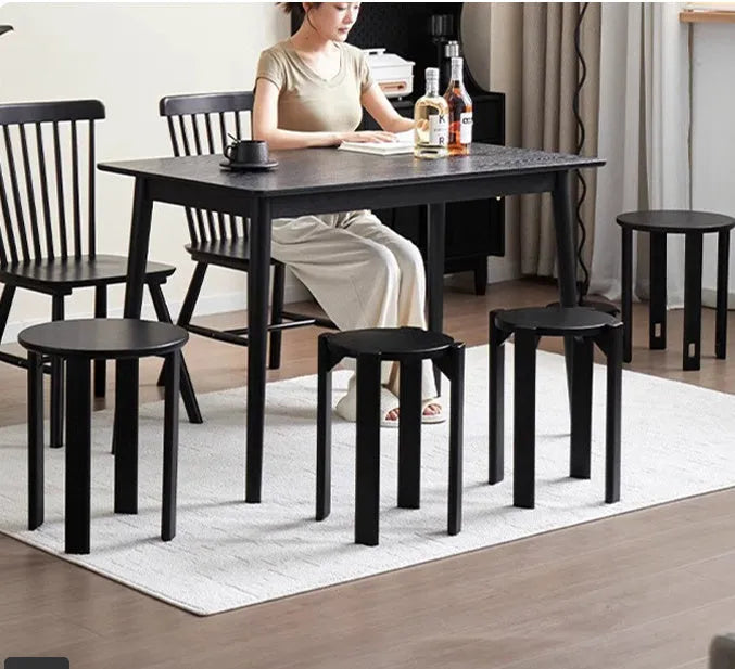 Stackable iron dining stool in modern round design with metal construction