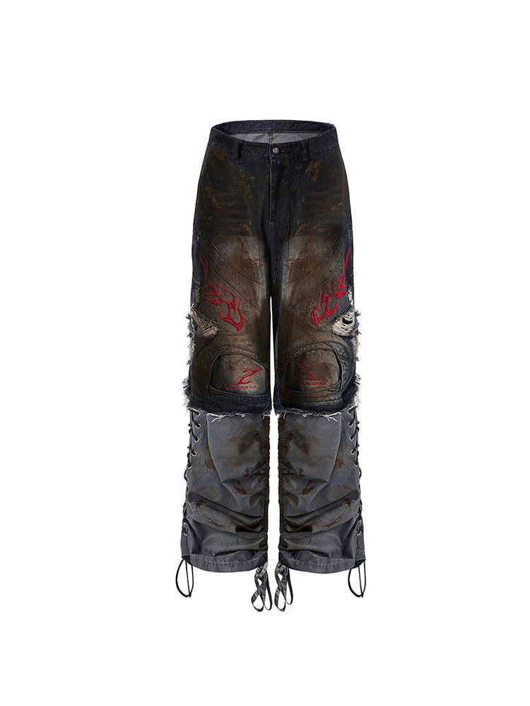 Men's retro jeans with detachable trouser legs in loose wide fit denim