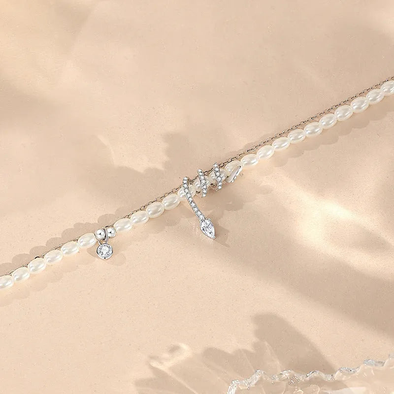 925 silver beaded bracelet with snake charm in New Chinese style, available in gold or white gold electroplated finishes