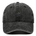 Black cat embroidered washed baseball cap in black, cotton fabric, adjustable size, dome crown style