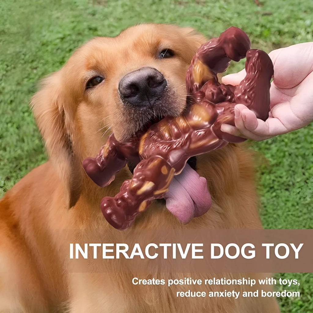 Scarlet nylon beef-flavour dog chew toy for molar nibbling measuring 10.7cm