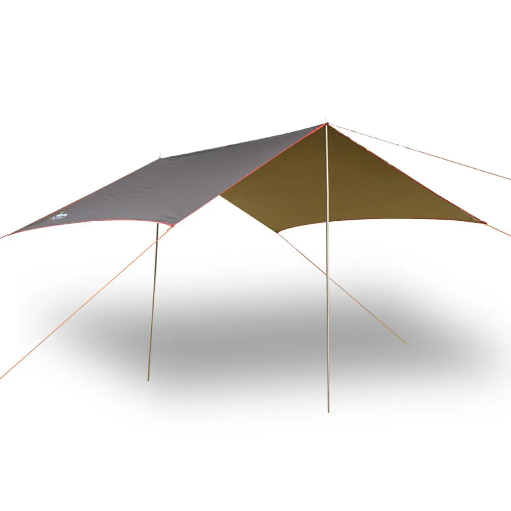 UV and rainproof awning outdoor camping tent in khaki, 300x290CM, made from 150D Oxford cloth with galvanised poles