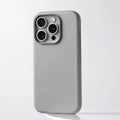 Genuine leather Magsafe phone case with alloy lens and metal frame for iPhone 15, black colour