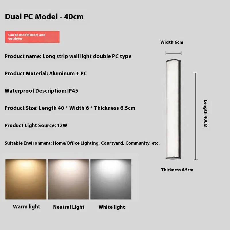 Modern simple style outdoor wall lamp for villa or hotel courtyard entrances, shown in multiple size options.