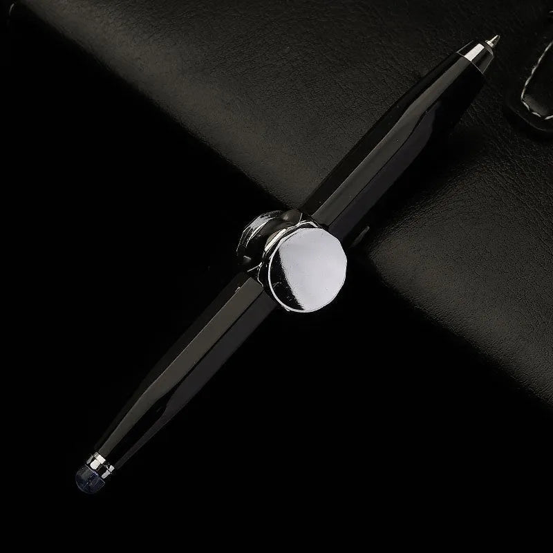 10.5cm metal ballpoint pen with spinning gyro decompression mechanism and LED light feature