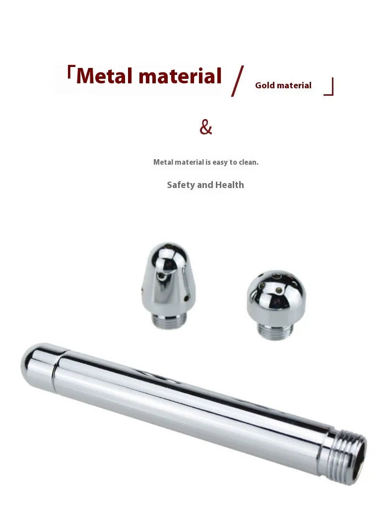 Three-head metal enema vaginal cleaning flusher with flannel bag in space aluminium alloy