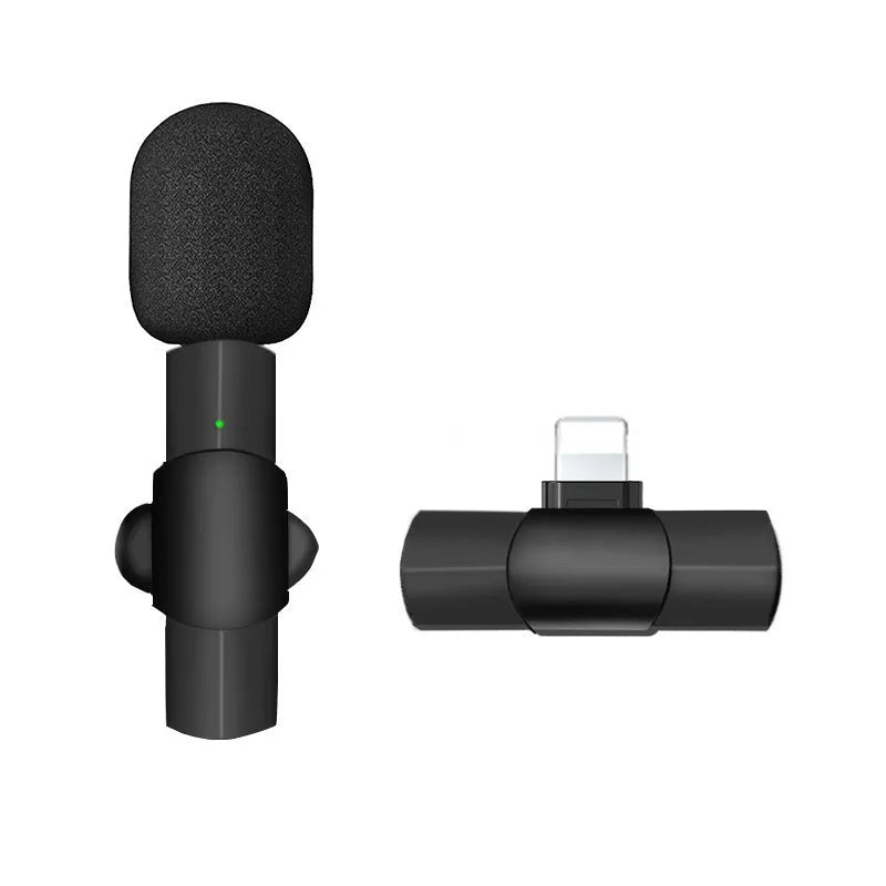 Wireless lavalier microphone for mobile phones with Type-C and Lightning charging interfaces