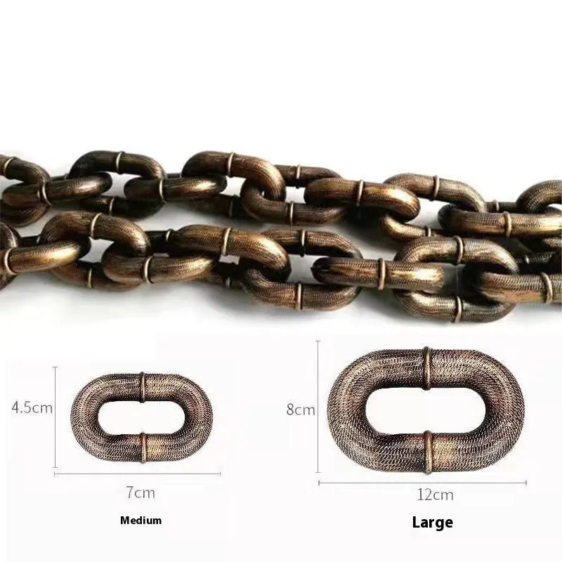 Simulation dog leash rope prop in antique silver, bronze, or black colour for video filming.