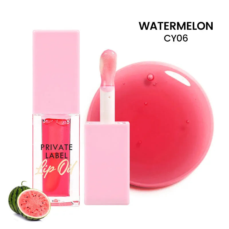 Women's transparent lip gloss in six fruity shades with 6ml tubes