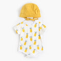 Pure cotton summer romper suit with matching hat in banana colour for baby