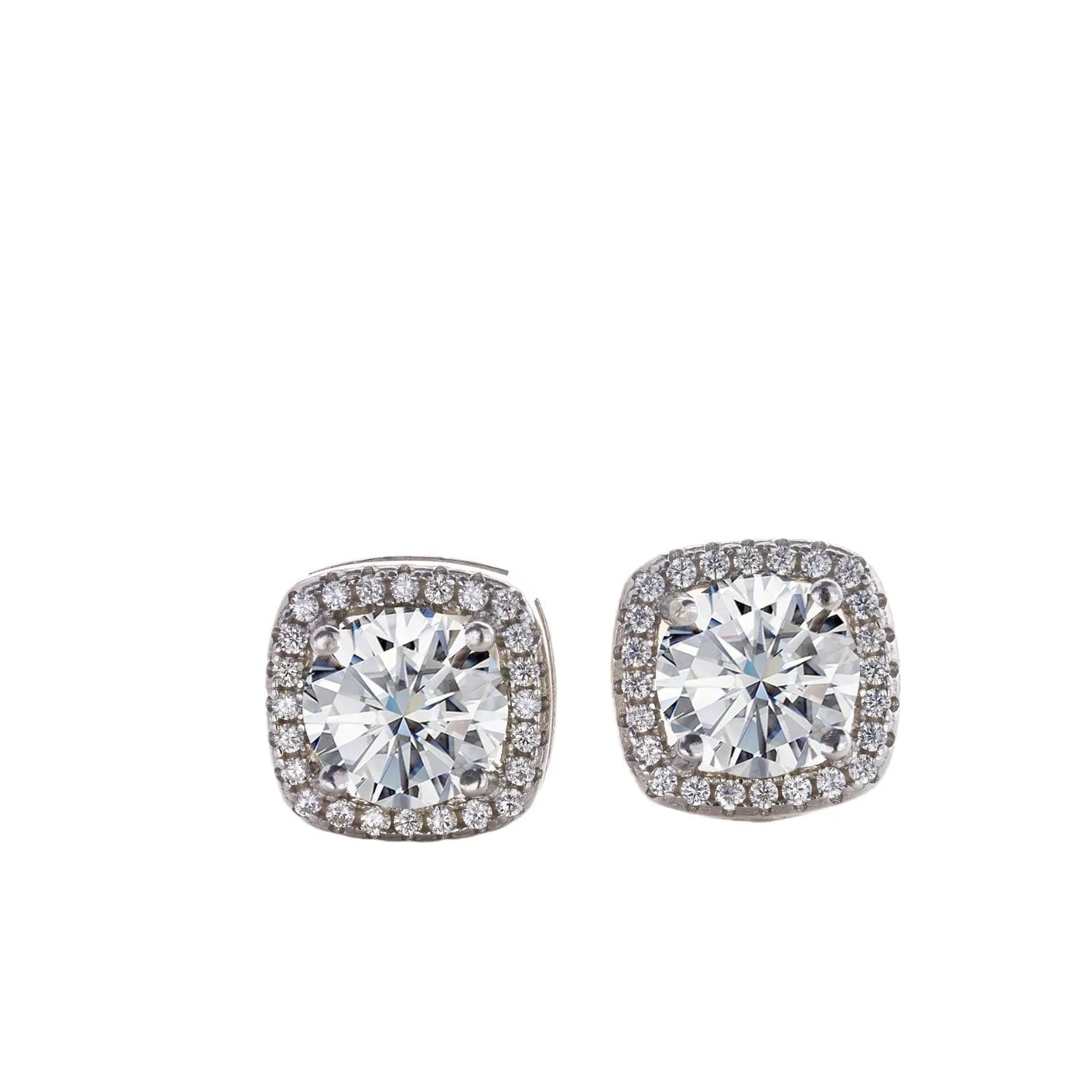 Micro inlaid moissanite stud earrings in S925 sterling silver with round natural stones, unisex design, 1CT per pair