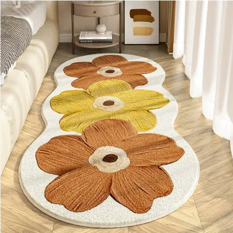 Flower shaped cashmere bedside blanket with cartoon alien print and floral patterns