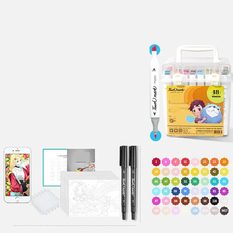 Watercolour pen set for children with 24 colours in a pencil bag, flower design