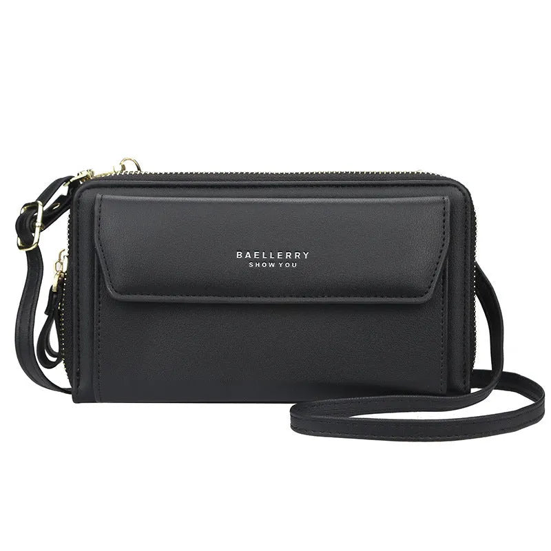 Red PU leather ladies messenger bag with diagonal strap and zipper closure