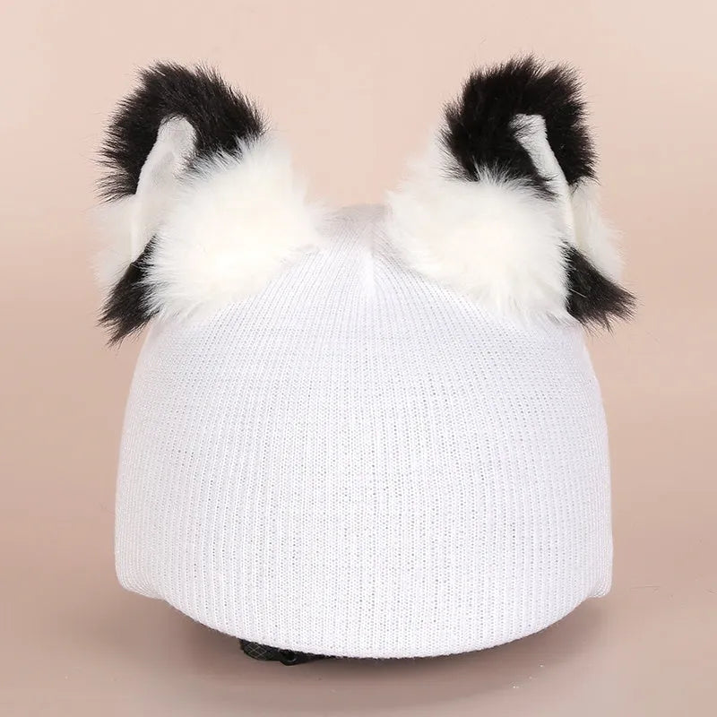 A plush fabric cartoon helmet cover set for adults, showing character designs like a bear and dinosaur for cosplay.