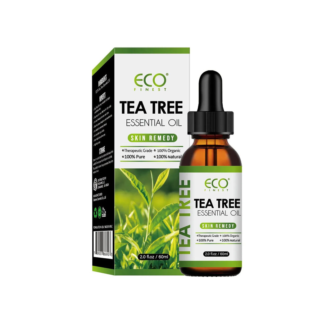 60ml bottle of pure tea tree essential oil for acne treatment and skin care
