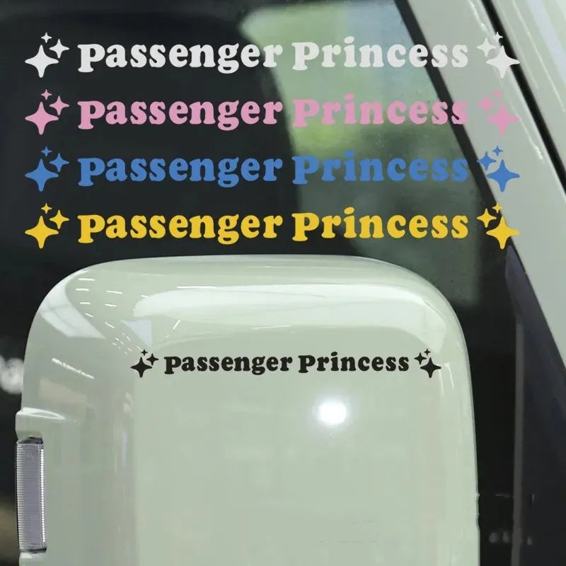 Passenger Princess text on a 12.5cm reflective vinyl car decoration sticker