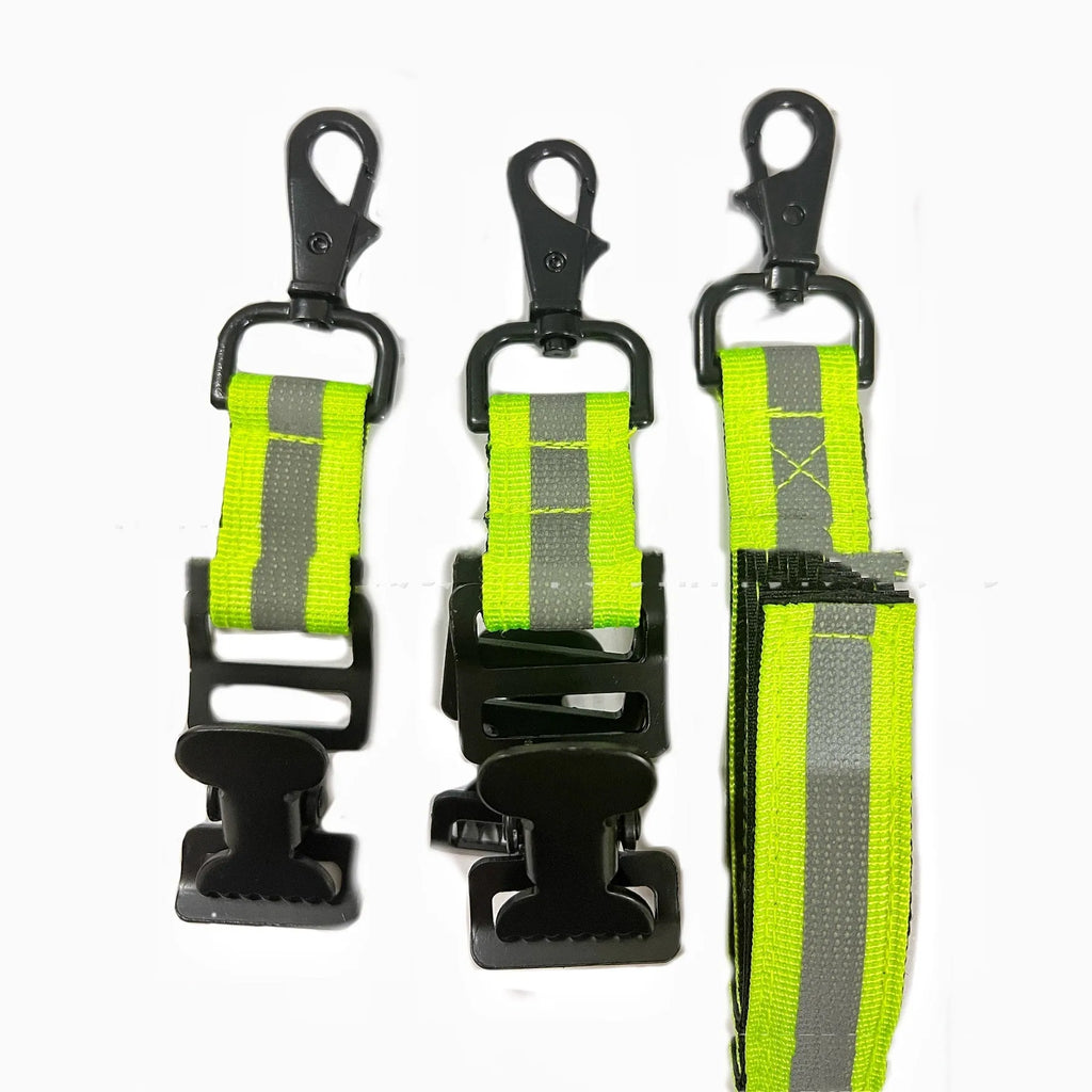 Fluorescent green universal safety clip with metal buckle and reflective tape for fireman gloves