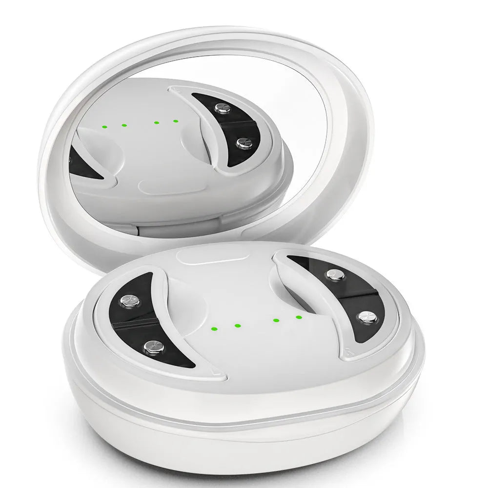 White wireless red light eye and facial massager device for dark circles treatment