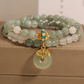 Women's crystal aventurine jade bracelet with double-layer design and safety buckle