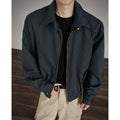 Korean style retro plaid short jacket with double zipper in grey and blue plaid, cotton blend