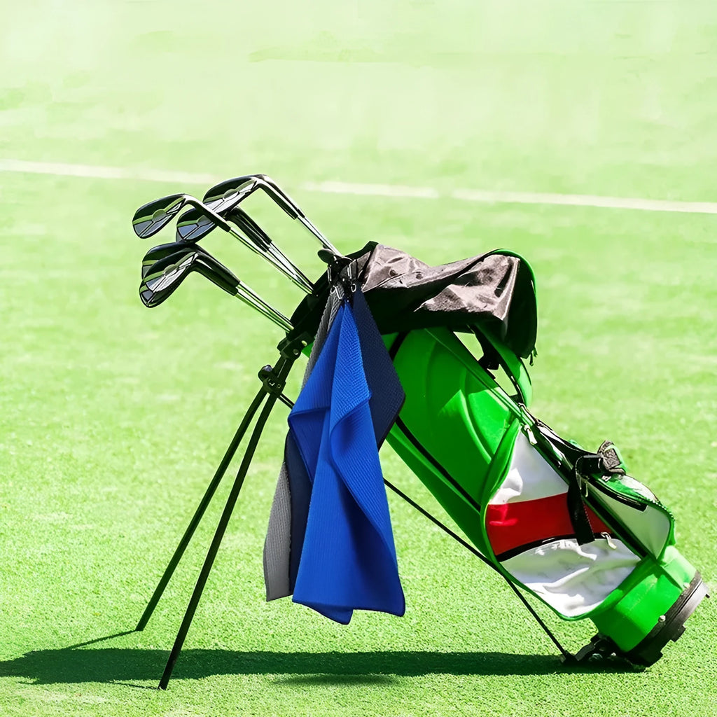 Waffle textured golf ball cleaning towel in assorted colours with 30x30cm and 30x40cm size options