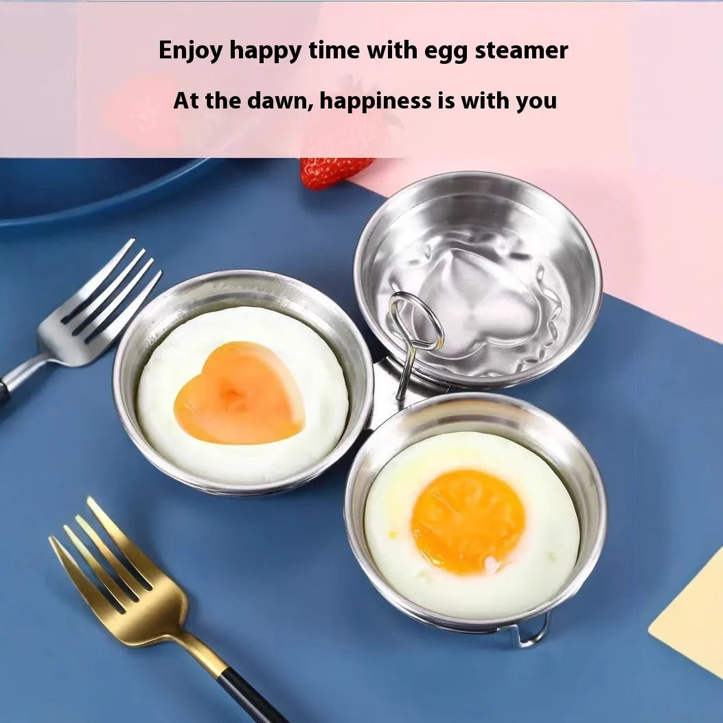 Mini heart-shaped egg steamer made from stainless steel for boiling and stewing eggs